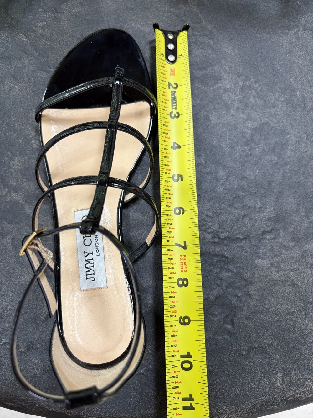 Jimmy Choo Black Patent Multi-Strap Ankle Sandals - Picture 13 of 13